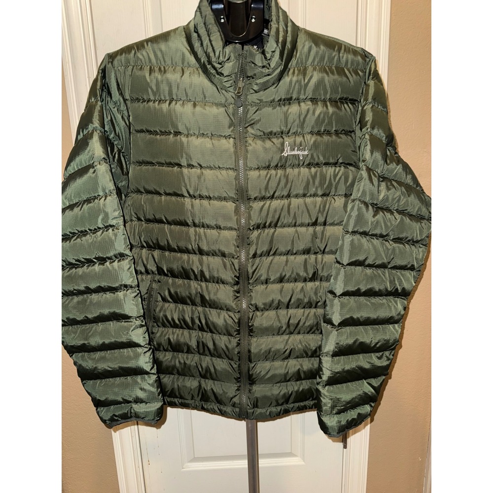Slumberjack Mens Down Puffer Jacket Olive Green Ripstop Full Zip Large NWOT